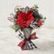 Red Poinsettia Standing Bouquet with Red/ White Buffalo Check Ribbon - Christmas Decorations - Holiday Tree